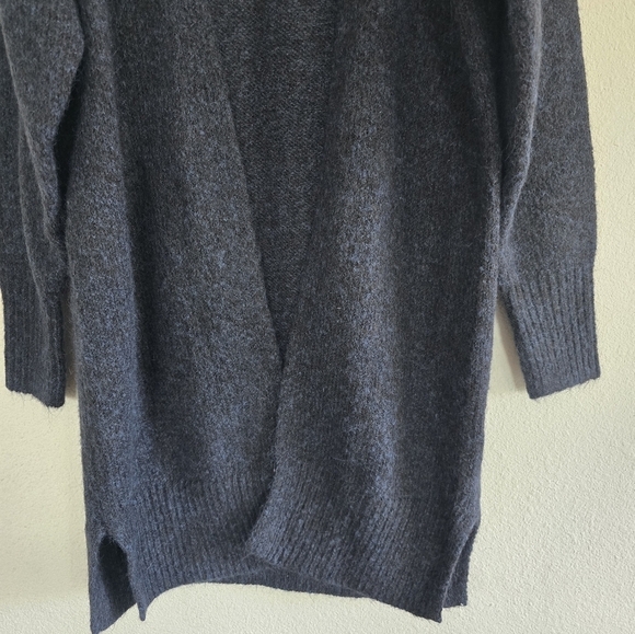 ZARA Woman XS-S Blue Knit Long Open Front Oversized Alpaca Coatigan Sweater New - Picture 4 of 11